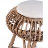 Buy Low Round Stool in Boho Bali Style, Rattan and Canvas - Lera White 60284 Home delivery