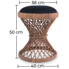 Buy Low Garden Stool with Cushion in Boho Bali Style, Rattan - Heley Black 60288 with a guarantee