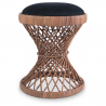 Buy Low Garden Stool with Cushion in Boho Bali Style, Rattan - Heley Black 60288 - prices