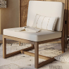 Buy Garden Armchair in Boho Bali Style, Wood and Canvas - Glan White 60299 - prices