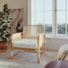 Buy Rattan Armchair with Cushion, Boho Bali Style - Qawa White 60300 - prices