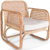 Buy Rattan Armchair with Cushion, Boho Bali Style - Qawa White 60300 Home delivery