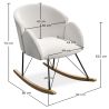 Rocking Armchair with Armrests - Upholstered in Boucle Fabric - Freia image 7