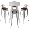 Buy Silver Bar Table + X4 Bar Stools Set Bistrot Stylix Industrial Design Metal and Dark Wood - New Edition Silver 60432 at Privatefloor