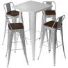 Buy Silver Bar Table + X4 Bar Stools Set Bistrot Stylix Industrial Design Metal and Dark Wood - New Edition Silver 60432 in the Europe