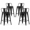 Buy Pack of 4 Bar Stools with Backrest - Industrial Design - 60cm - New Edition - Stylix Black 60439 - in the EU