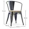 Pack Dining Table and 4 Dining Chairs with Armrests Industrial Design - New Edition - Bistrot Stylix image 7