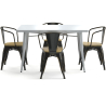 Buy Dining Table + X4 Dining Chairs with Armrest Set - Bistrot Style Industrial Design Metal and Light Wood - New Edition Metallic bronze 60442 - prices