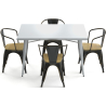 Buy Dining Table + X4 Dining Chairs with Armrest Set - Bistrot Style Industrial Design Metal and Light Wood - New Edition Metallic bronze 60442 at Privatefloor