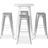 Buy Pack White Stool Table & 4 Bar Stools Industrial Design - Metal - New Edition - Bistrot Stylix Pastel yellow 60443 - in the EU