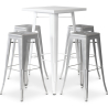 Buy Pack White Stool Table & 4 Bar Stools Industrial Design - Metal - New Edition - Bistrot Stylix Pastel yellow 60443 - prices