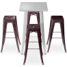 Buy Pack Stool Table AND 4 Bar Stools Industrial Design - Metal - New Edition - Bistrot Stylix Bronze 60444 at Privatefloor