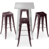 Buy Pack Stool Table AND 4 Bar Stools Industrial Design - Metal - New Edition - Bistrot Stylix Bronze 60444 in the Europe