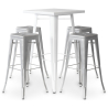 Buy Pack White Stool Table and Pack of 4 Bar Stools - Industrial Design - Metal - New Edition - Bistrot Stylix Grey blue 60445 - prices