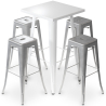 Buy Pack White Stool Table and Pack of 4 Bar Stools - Industrial Design - Metal - New Edition - Bistrot Stylix Grey blue 60445 at Privatefloor