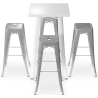 Buy Pack White Stool Table and Pack of 4 Bar Stools - Industrial Design - Metal - New Edition - Bistrot Stylix Grey blue 60445 in the Europe