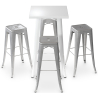 Buy Pack White Stool Table and Pack of 4 Bar Stools - Industrial Design - Metal - New Edition - Bistrot Stylix Grey blue 60445 Home delivery