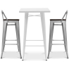 Buy White Bar Table + X2 Bar Stools Set Bistrot Stylix Industrial Design Metal and Dark Wood - New Edition Silver 60447 - in the EU