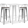 Buy White Bar Table + X2 Bar Stools Set Bistrot Stylix Industrial Design Metal and Dark Wood - New Edition Silver 60447 in the Europe