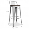 Buy Pack Stool Table & 2 Bar Stools Industrial Design - New Edition -Bistrot Stylix Silver 60448 Home delivery