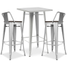 Buy Pack Stool Table & 2 Bar Stools Industrial Design - New Edition -Bistrot Stylix Silver 60448 - prices