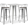 Buy Pack Stool Table & 2 Bar Stools Industrial Design - New Edition -Bistrot Stylix Silver 60448 in the Europe