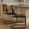 Dining Chair - Vintage Design - Wood and Natural Rattan - Black - Bastral image 7