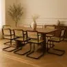 Dining Chair - Vintage Design - Wood and Natural Rattan - Black - Bastral image 7