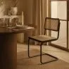 Dining Chair - Vintage Design - Wood and Natural Rattan - Black - Bastral image 7