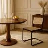 Dining Chair - Vintage Design - Wood and Natural Rattan - Black - Bastral image 7