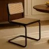 Dining Chair - Vintage Design - Wood and Natural Rattan - Black - Bastral image 7
