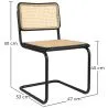 Dining Chair - Vintage Design - Wood and Natural Rattan - Black - Bastral image 7