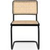 Dining Chair - Vintage Design - Wood and Natural Rattan - Black - Bastral image 7