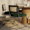 Buy Dining Chair - Upholstered in Velvet - Wood and Rattan - Hyre Dark blue 60455 in the Europe