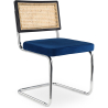 Buy Dining Chair - Upholstered in Velvet - Wood and Rattan - Hyre Dark blue 60455 - in the EU