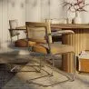 Dining Chair with Armrests - Velvet Upholstery - Wood & Rattan - Martha image 7