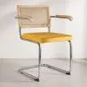 Dining Chair with Armrests - Velvet Upholstery - Wood & Rattan - Martha image 7