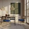 Wooden Dining Chair with Armrests - Velvet Upholstery - Wood & Rattan - Hyre image 7