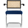 Buy Wooden Dining Chair with Armrests - Velvet Upholstery - Wood & Rattan - Hyre Dark blue 60458 at Privatefloor