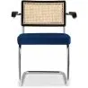 Wooden Dining Chair with Armrests - Velvet Upholstery - Wood & Rattan - Hyre image 7