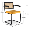 Buy Dining Chair with Armrests - Upholstered in Velvet - Wood and Rattan - Puila Mustard 60459 - prices