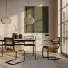 Dining Chair with Armrests - Upholstered in Velvet - Wood and Rattan - Puila image 7