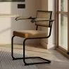 Dining Chair with Armrests - Upholstered in Velvet - Wood and Rattan - Puila image 7