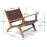 Buy Lounge Chair with Armrests - Boho Bali Design Chair - Wood and Leather - Recia Brown 60466 in the Europe