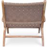 Buy Lounge Chair with Armrests - Boho Bali Design Chair - Wood and Leather - Recia Brown 60466 - in the EU