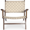 Buy Lounge Chair with Armrests - Boho Bali Design Chair - Wood & Linen - Recia Beige 60467 at Privatefloor