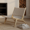 Buy Lounge Chair - Boho Bali Design Chair - Wood and Linen - Recia Beige 60470 - prices