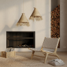 Buy Lounge Chair - Boho Bali Design Chair - Wood and Linen - Recia Beige 60470 in the Europe