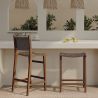 Wooden Stool - Boho Bali Design - Leather - Recia image 7
