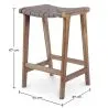 Wooden Stool - Boho Bali Design - Leather - Recia image 7